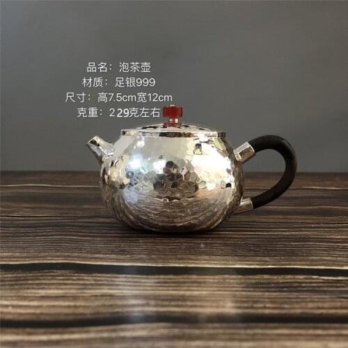 Silver teapot sterling silver 999 household teapot, handmade silver pot, sterling silver boiling teapot, teapot silver kettle