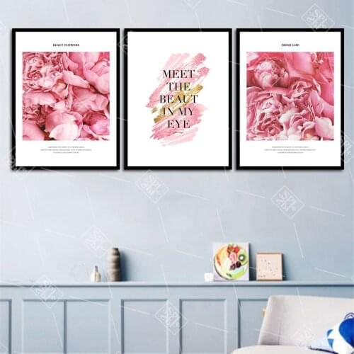 Nordic Style Kids Bedroom Decoration Painting Pink Rose Romantic Quotes Art Canvas Posters and Prints Wall Picture Wedding Decor