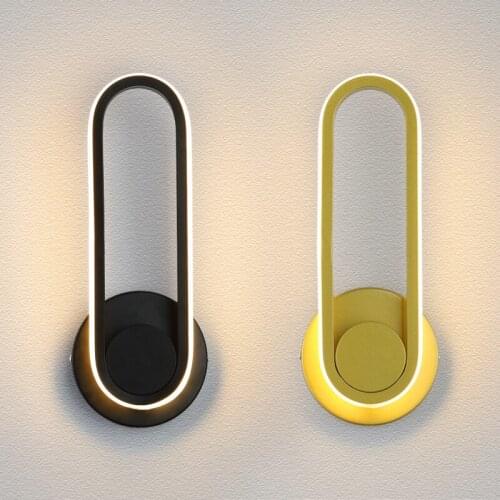 220V LED Gold / Black Bedroom Decor Home Bedside Lamp Modern Simple Corridor Aisle Background Wall Lamp Rotatable Porch Light