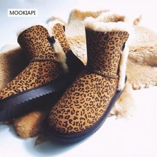 MOOKIAPI Chinese brand high quality womens shoes, 100% leather, pure wool, classic womens snow boots, free delivery
