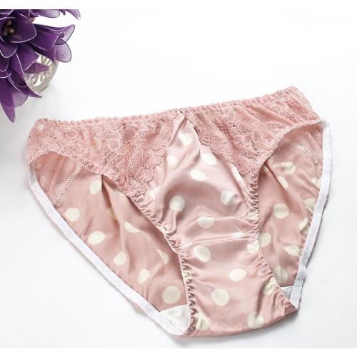 Women High waist Real Silk Satin Panties 100% Mulberry Silk Antibiotic Plus Size Lace Briefs M/L/XL/XXL Free Shipping