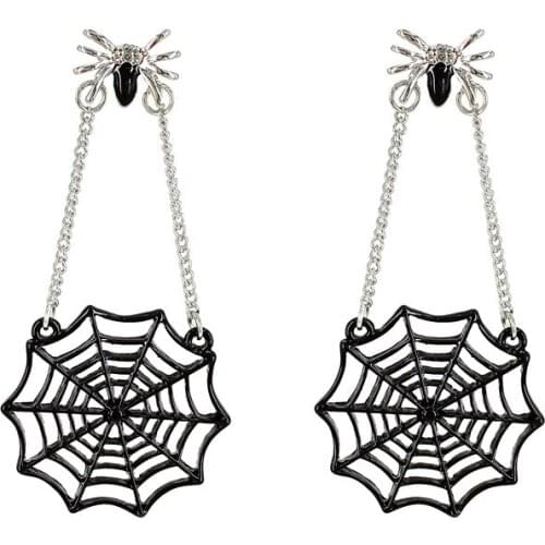 Funny Crazy Spider Exaggerated Spider Web Tassel Earrings Womens Fashion Creative Jewelry Personality Biryhday Gifts