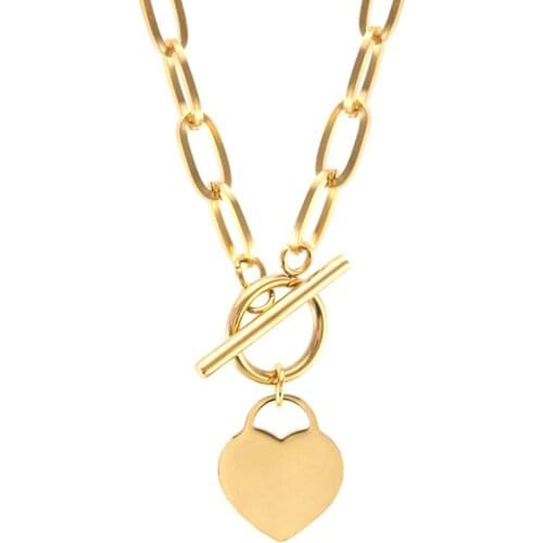 Women TRENDY New Jewelry Mirror blank Heart Necklace Stainless Steel Choker collares de moda Boho joli Collier gift