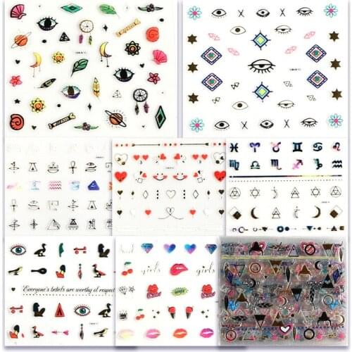 30pcs Nail Art Sticker Set 3D Flower Lips Butterfly Decal Slider Wraps Tips Water Transfer Stickers Decoration DIY Manicure