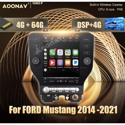 Android Radio For FORD Mustang 2014 -2021 Tesla style Car GPS Navigation Multimedia radio Player CARPLAY Auto Stereo 64GB