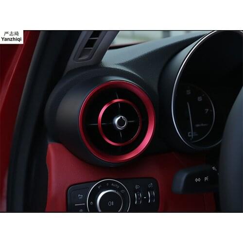Free shipping 4pcs/lot For Alfa Romeo Giulia 2017 2018 Aluminum alloy front both sides Air conditioning outlet decoration cover