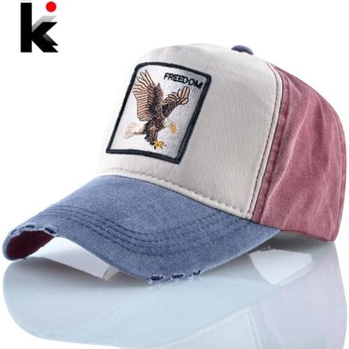 Embroidery Eagle Baseball Caps Men Spring Autumn Cotton Dad Hat For Women Fashion Washed Denim Casquette Snapback Hip Hop Bone