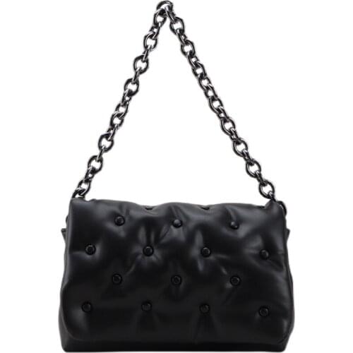 Brand Womens Shoulder Bags 2021 Denim Quality Thick Metal Chain Shoulder Bags and Handbags Ladies Clutches Ladies Hobo Bags