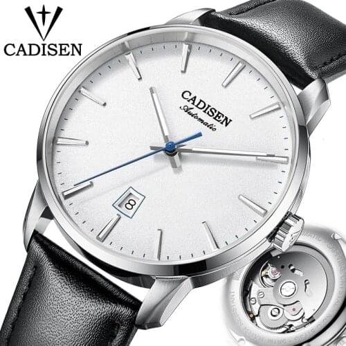 CADISEN Watch Mens Top Luxury Brand Mens Automatic Mechanical Watches Retro Leather Strap Waterproof Watches Mens Formal Wear