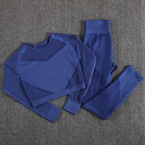 CHRLEISURE Two Piece Set Women Breathable Running Sports Fitness Long-Sleeved Hip Shorts Comfy Seamless Knitted Yoga Set