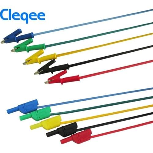 Cleqee P1018A 1M 4mm Banana Plug to Crocodile Alligator Clip Test Probe Lead Wire Cable 5pcs/lot
