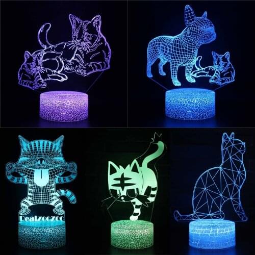 Guard Cat 3d Lamp Illusion Night Light for Baby Sleep Bedroom Decoration Creative Gift Toys Kids Birthday Volde Cat Table Lamp