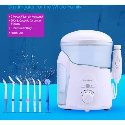 Water Flosser Dental Oral Irrigator Dental Spa Unit Professional Floss Oral Irrigator 7 Multifunctional Jet Tip 600ML Water Tank