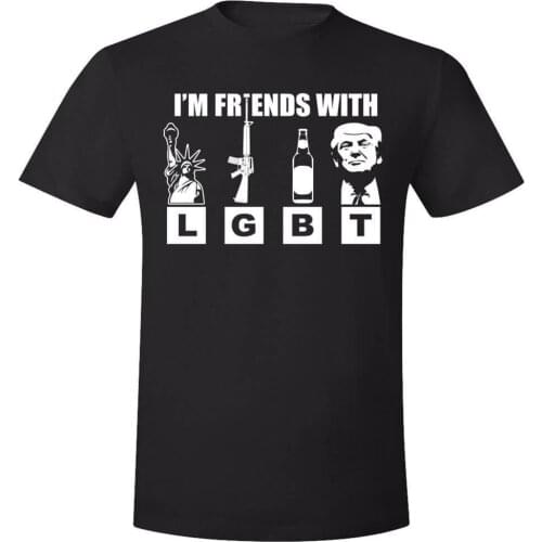 LGBT Liberty Guns Beer Funny USA T shirt Men casual gift tee USA Size