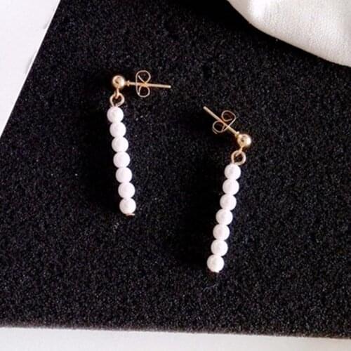 Fashion Retro Imitation Pearl Earrings French Hepburn Wind Beaded Earrings 2020 Women Charm long Earrings DIY Hand made