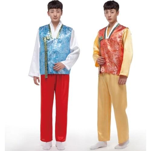 2017 New Mens Korean Traditional Clothing for Men Costume Hanbok Stage Show Hanbok Korean Dance Suit Costume