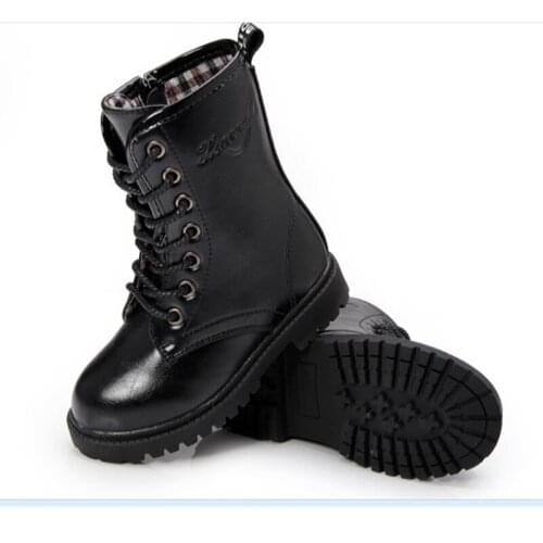 News Children Shoes Boots for Children Martin Boots for Girl PU Leather Waterproof Winter Kids Snow Shoes Girls Boots