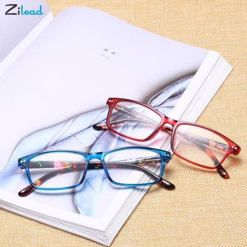 Zilead New PC Reading Glasses Fashion Sqaure Frame Hyperopia Glasses Comfortable Resin Women Men Presbyopia Eyewear With+1to+4