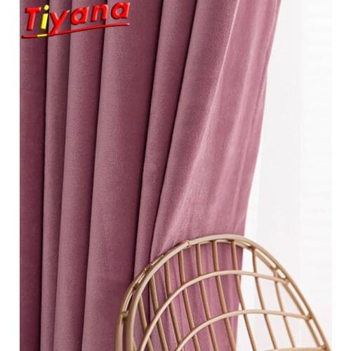Solid Purple /Green/Black Velvet Curtains for Living Room Luxury Dutch Fleece Blackout Window Drapes for Bedroom #VT