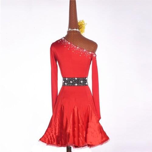 Original Latin Dancing Dresses For Ladies Red Color Standard Stage Suit Beauty Women Ballroom Competitive Feminine Garments E006