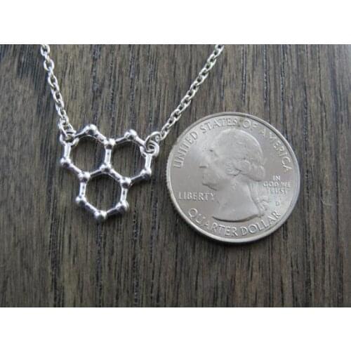 Hollow geometric polygon Water Molecule Science pendant Necklace STEM Chemistry ice Hydro molecule H2O formula Necklace jiwelry