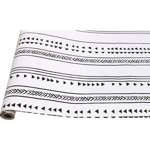 Peel and Stick Removable Black And White Home Decoration Vinyl Tropical Floral Geometric PVC 3D Wallpaper for Living Room