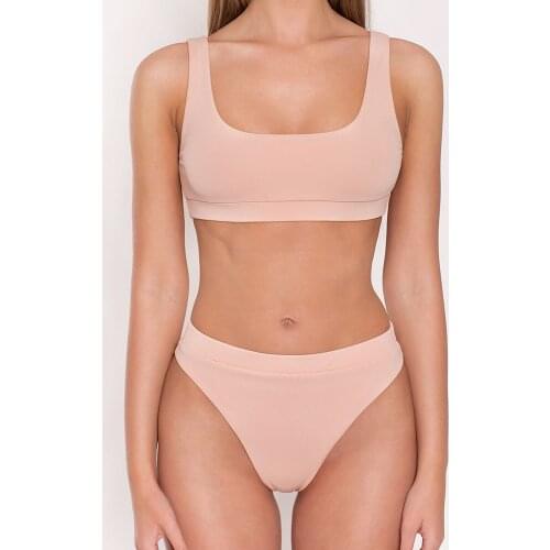 Sexy High Waist Bathing Suits Push Up soild Yellow Swimsuit Women 2020 new Sport Crop Bikini Sets Beach Brazilian Swimwear