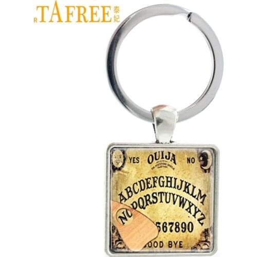 TAFREE Antique Ouija Board square key chain ring holder vintage Spirit World keychain men women fashion charms jewelry AA50