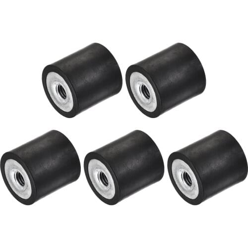 Uxcell M6 Rubber Mounts Female/Female Shock Absorber, D20mmxH20mm 5 Pcs