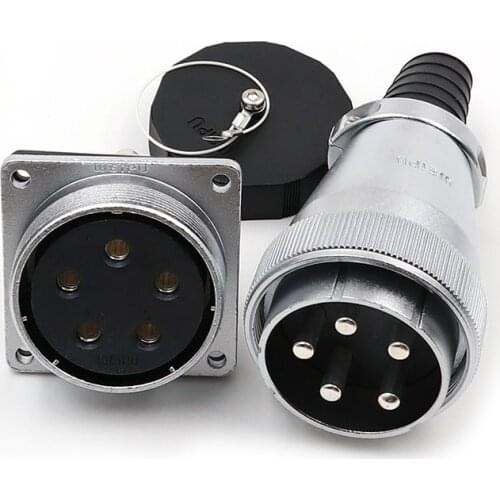 WS48 5 7 20 27 38 42 Pin Aviation Connector Male Plug Female Socket 50A 100A Gold Plated Pins Screw Crimping AC Power Connectors