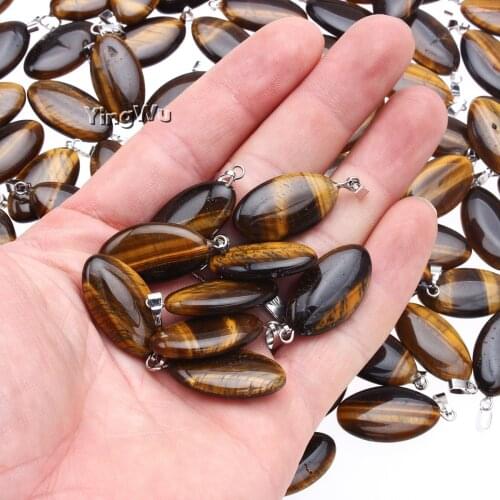Yingwu 20pcs Lot Trendy-beads Summer Natural Tiger Eye Stone Water Drop Beads Pendants For Necklace Charms Jewelry