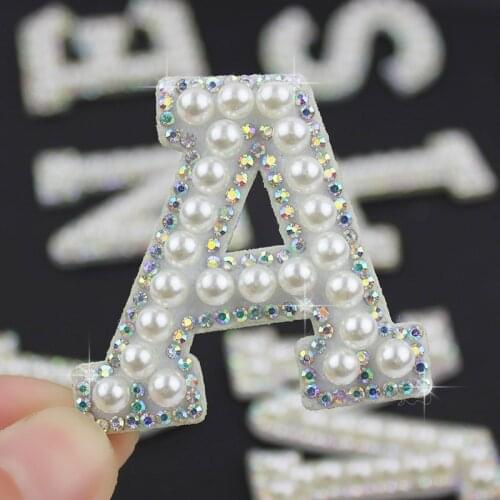 Pearl&Rhinestone English Letters Sew on Patches for Clothing Handmade Appliques Crafts Beaded DIY Sticker Decor Accessories
