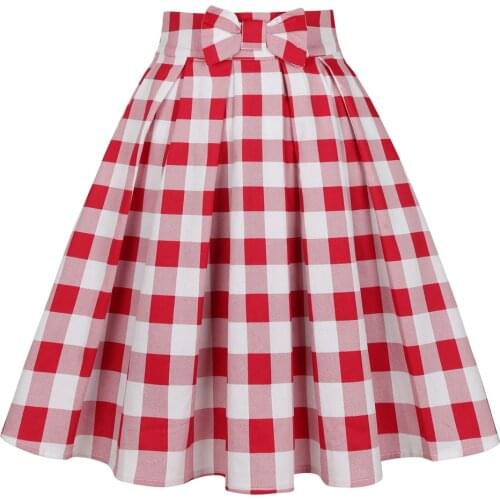 SISHION White Red High Waist Bow Checkered Skirt SS0012 XS-XXL Y2K Vintage Cotton Plus Size Women Clothes Pleated Plaid Skirts