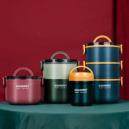 1-3 Layer Stainless Steel Thermal Lunch Box Leak-Proof Insulated Student School Multi-layer Bento Box Food Container Storage Box