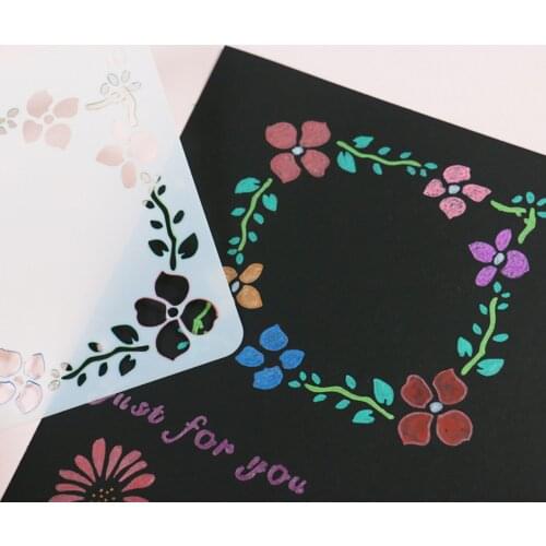 1 Pcs Pretty Flowers DIY Hollow Painting Templates Student Template Scrapbooking Decoration