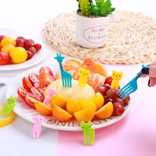 10Pcs Animal Farm Fruit Fork Cartoon Kids Snacks Cake Dessert Pick Toothpick Bento Lunch Party Decoration Fork Fruit Tools