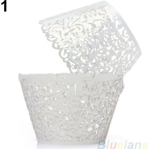12 PCS Cupcake Cases Wedding Birthday Baby Shower Filigree Vine Decor Wraps Mini Cupcake Liners Paper Round Cake Baking Cups