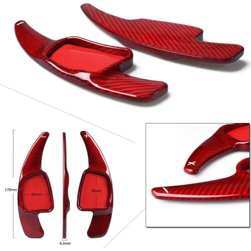 2Pcs For Audi TT TTS Q7 A5 S3 S4 Q2 Q5 A4L A5 A3 Red Carbon Fiber Car Steering Wheel Shifter Extension Shift Paddles