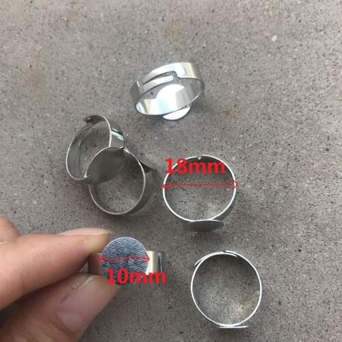 20pcs/lot 10mm blank pad finger ring adjustable ring for DIY fingerring jewelry findings nickel color