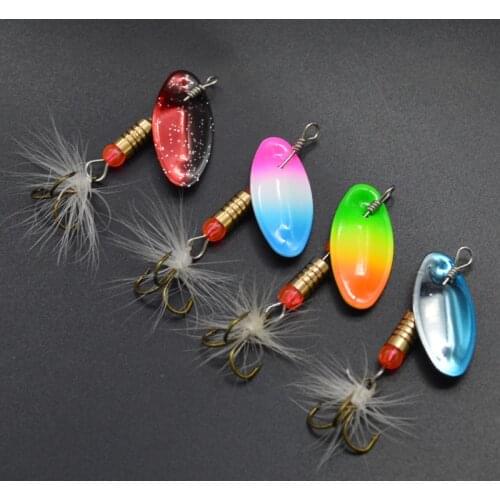 Spinner Bait 4Pcs Fishing Lure Bass Hard Baits Spoon With Treble Hook Tackle High Quality