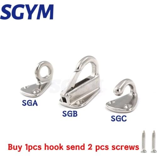 5PCS 316 Stainless Steel Fender Hook Spring Clip Fender Eye Hook Marine Boat Hardware Fending Hook
