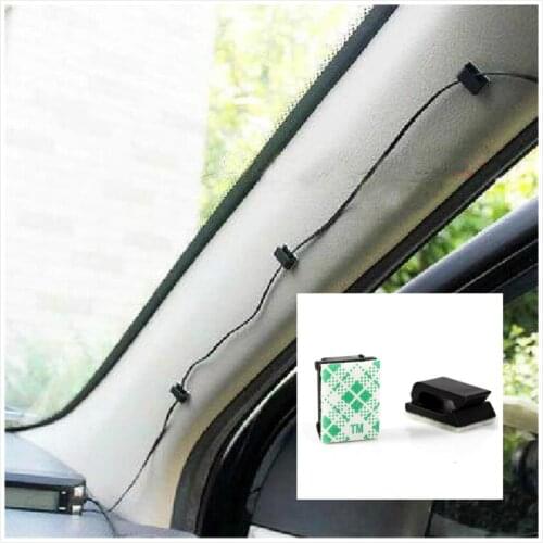 50Pc Single Hole Plastic Office Car Wire Cord Cable Wrapper Pasted Flat Cable Holder Tie Clips Fixer Organizer Winder