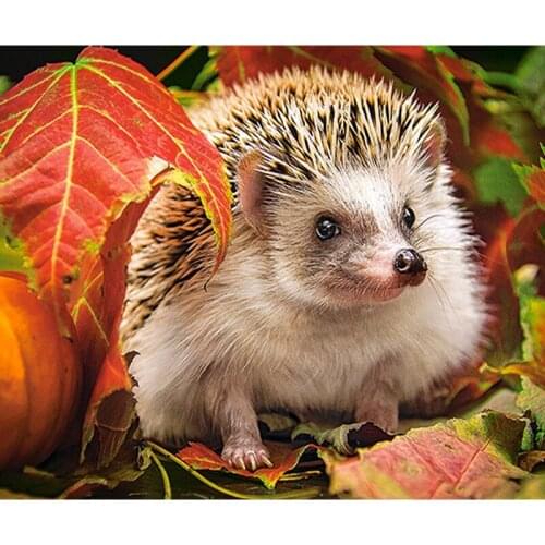 5D Diamond Painting Forest Leaf Hedgehog Diamond Embroidery DIY Diamond Painting Full Square/Round Drill Cross-stitch Home Decor