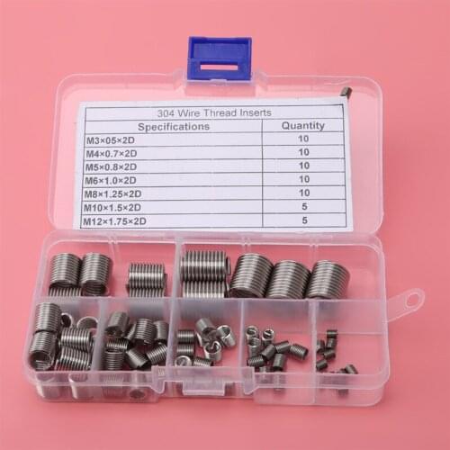 70 PC M2 M2.5 M3 M4 M5 M6 M8 Stainless Steel Self-tapping Wire Slotted Inserts Set Wire Repair Tools Set Wire Inserts Kit