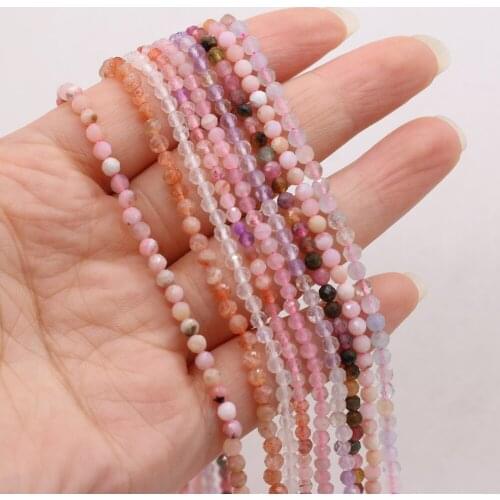 Natural Stone Gem Faceted Beaded Amethyst Tourmaline Handmade Crafts DIY Retro Necklace Bracelet Jewelry Gift Bead Making 3mm