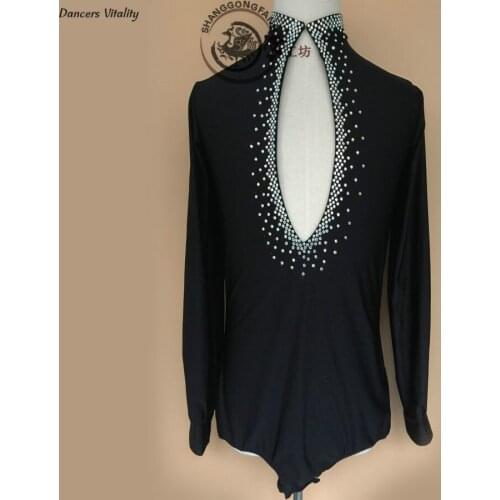 Children Male Latin Dance Shirts Black Color Long Sleeve MenLatin dance match clothes latin Dance Performance clothes S-XXXL
