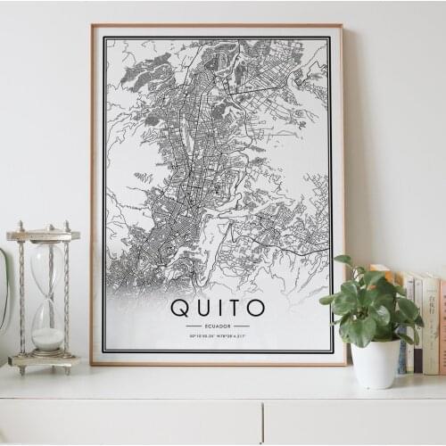 QUITO city map Nordic Living Room Decoration Canvas Poster Modern Home Decor Art Print Painting
