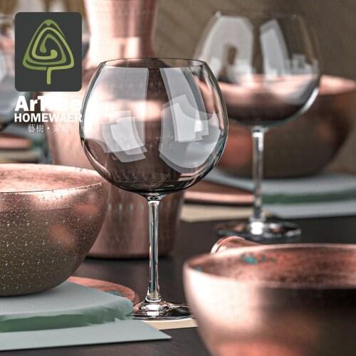 Classical European Burgundy Wine Glass 450ml Electroplate Crystal Glass Goblet White Wine Champagne Cups