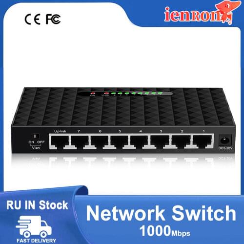 8 Port Gigabit Nerwork Switch 10/100/1000Mbps Gigabit Ethernet Network Switch Lan Hub High Performance Ethernet Smart Switcher