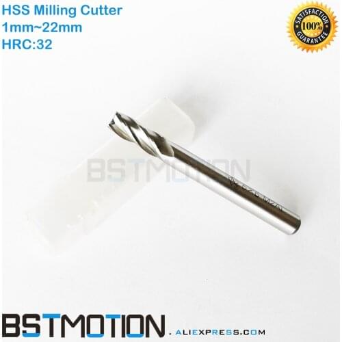 HSS End Mill 1mm to 20mm Router Bit Set straight shank milling cutter Solid Carbide 2 4 Flute End Milling Cutter HRC 32